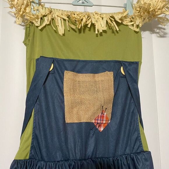 Amscan Sultry Scarecrow blue/green with overalls Halloween costumes, includes br - Picture 2 of 10